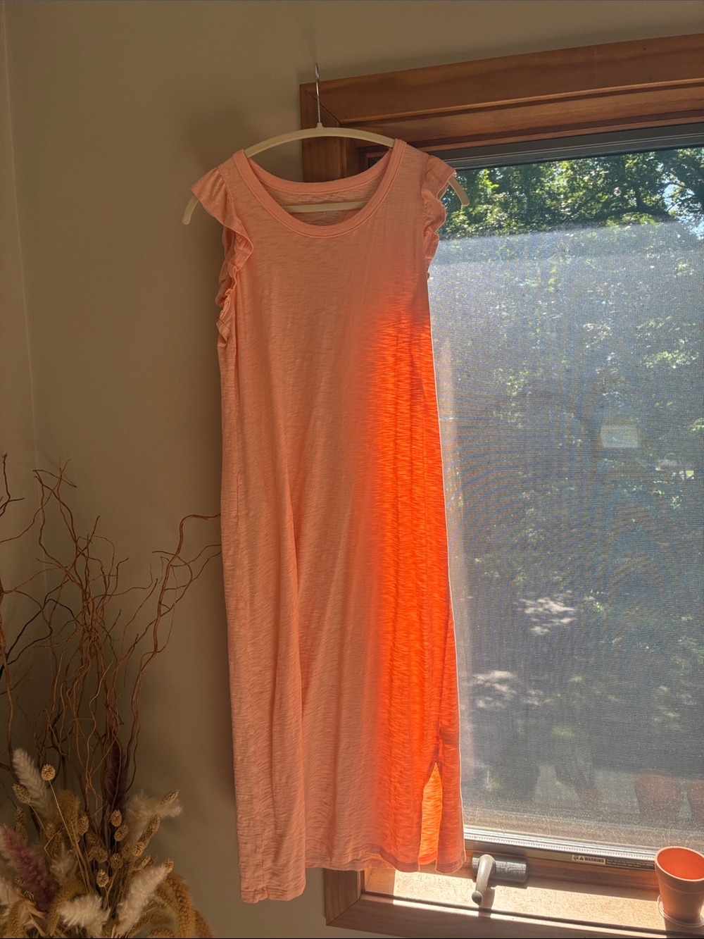 Universal Thread Peach Ruffle Sleeve Maxi Dress